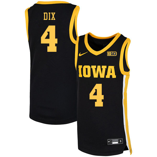 Men #4 Josh Dix Iowa Hawkeyes College Basketball Jerseys Stitched Sale-Black